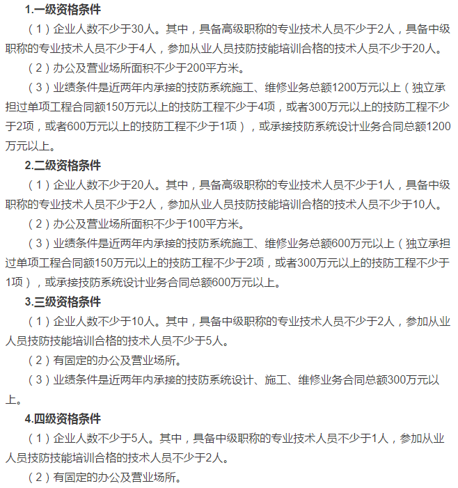 福利！廣東各市區(qū)企業(yè)安防資質(zhì)4個(gè)級(jí)別申報(bào)要求大全！